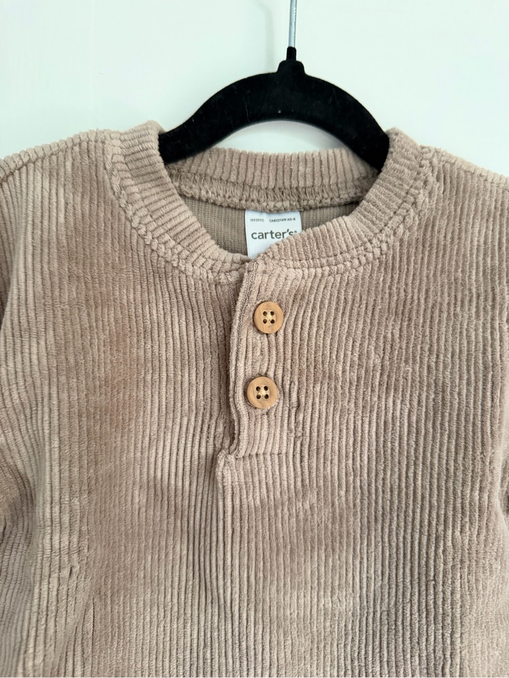 Carter's Brown Ribbed 1/4 Buttoned Pullover - Picture 3 of 4